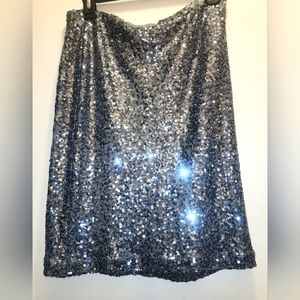 Colleen Lopez Gray Silver Sequin Skirt 12